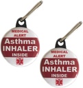 Asthma Inhaler Inside Bag Tag Medical התראה Zipper Pull Set 2pcs