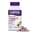 Natrol Fast Dissolve ויטמין D3 2,000 IU, תוסף תזונה עבור העצם ובריאות משותפת, תוסף תמיכה העצם, 90 טבליות, 90 יום אספקה