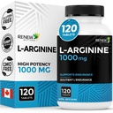 Renew Actives L-Arginine תוסף 1000MG עבור המשרתת - כוח אנדורנס, חיוני עבור סינתזה חלבונים ותפקוד שרירים, ביצועים פיזיים Booster - מיוצר בקנדה - 120 טבליות