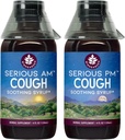 WishGarden Herbs רציני Cough AM & ראש הממשלה סירופ - רציני AM non-Drowsy Cough Syrup + ראש הממשלה Cough Syrup תומך בשינה שקטה בזמן שקט יבש או Wet Coughs, 4oz Bundle