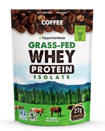 Opportuniteas Grass פד קפה Whey חלבון אבקת Isolate - 27g אבקת חלבון ללא ממתקים מלאכותיים, 60 מ"ג קפאין, פרות ללא הורמונים - 5lb