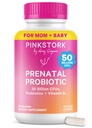 Pink Stork Prenatal Probiotics for Women - 50 מיליארד CFU, ויטמין B6, Prebiotics, Morning Diseaseness, Gut Microbiome, הריון פרוביוטיקה, תמיכה כספית, הריון חייב להיות - 30 קפסולות