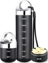 Zannaki Metal Travel Pill מארגנת, Portable Waterהוכחות שבועיות Pill Box, גדול אלומיניום Alloy Pill Caseer, BPA חינם 7 Day Daily Medicine ארגן הולדר עבור ויטמין, שמן דגים, תוסף שמן,