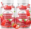 רכות ברברין עם Ceylon Cinnamon Gummies אורגני Berberine HCL 1500 מ"ג עבור Metabolism Immune Health Sugar-Free Berberine תוספי Strawberry Flavored 120 הרוזן ספירה