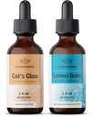 Herbamama נוזל טיפות Kit - Bundle של Cat's Claw לחלץ 2 oz לימון Balm Tincture 2 oz - טבעוני תוספת תוספת נוזל לחלץ - non GMO, סוכר ואלכוהול חינם - 2 Pack