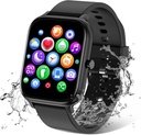 Smart Watch for Men Compatible with iPhone Samsung Android Phone 1.83 אינץ' מסך מגע מלא IP68 Waterהוכחה Bluetooh Fitness Tracker Heart Rate/Sleep Monitor, Black Phone 1.83