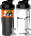 WrexX 2 Pack חלבון Shaker Bottle - Upto 28oz, 2x Shaker Ball, Portable Pre Workout Whey חלבונים Shaker Cups for Protein Shakes, Leak Proof Shaker Bottles for Proteins