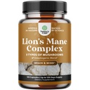 תוסף Mane Mushroom - Lions Mane תוספי קפסולות עם Reishi, Chaga, Maitake & Shiitake for Brain Health Memory Support & Focus - nootropic for Mental Clarity - 120 Caps Caps