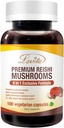 Lovita Mushroom, 8 ב 1 Mushroom Complex, Lion's Mane, Cordyceps CS-4, Reishi Spores, טורקיה Tail, Maitake, for Natural Energy, Memory Support & Immune Support. 100 קפסולות טבעוניות