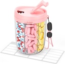 גלולת גלולות גדולה עם 6 השוואתיות, Anti-Mix Pill Bottle מארגנת עם פתח רחב וקל Retrieval, ויטמין ארגן עבור נסיעות, BPA-Free Pill Box with a Pink, Pink,