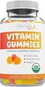 ילדים אורגניים ויטמין חניכיים (Non-GMO) יומי טבעי פירות פלאמורים - ילדים שלמים Multivitamin Gummies: ויטמין C, D, B, A, Zinc - תוסף לאנרגיה, Mood, Immune Support - 60 חניכיים