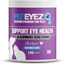 אבקת ויטמין Pet Eyez עבור חיות מחמד - תמיכה בריאות העין ולהפחית Tear Stain Buildup - 100% מזון טבעי עבור כלבים וחתולים עם Superfoods, Antioxidants & Foodsents - עוף פלאמור - 120 Scoops
