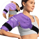 KingPavonini Shoulder Ice Pack רוטטור Cuff Cold Therapy, Reusable Gel Ice Pack for Shoulder Injuries, Pain Relief, Swelling, Shoulders Surgery, Tendonitis, Bursitis, Purple, Medium Size