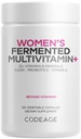 Codeage Women's Daily Multivitamin, 25+ ויטמינים ומינרלים, Fermented, Organic Whole Foods, Probiotics תוסף - ויטמין A, B, C, D, E & K, אומגה 3, Zinc - טבעוני - 120 קפסולות