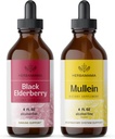 HerBAMAMA Herbal Liquid Drops Kit - Bundle של Black Elderberry לחלץ ולמולליין Leaf Tincture 4 oz - טבעוני, non-GMO, Sugar & אלכוהול חינם - 2 Pack