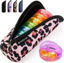 Yaklim Pill מארגנת 1 פעמים ביום, Ultralight Travel Pill Box, Weekly Pill Containers 7 Day with Portable Fish Oils