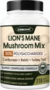 Lions Mane תוספת קפסולות - תוספת Mushroom עם Lions Mane, Cordyceps, Reishi, טורקיה Tail, Shiitake - Lions Mane תוספת זיכרון, Focus & Immune תמיכה - 118 טבעוני Mushrooms קפסולות קפסולות