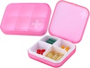 Portable PillPSKer - Slim Pill Box for Purse or Travel, Compact Pill Case(4+6 השוואתיות,Pink)