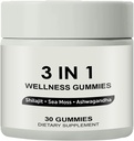 3 ב 1 מסטיקנים, 3 ב 1 Shilajit מסטיקים לגברים, Pure Shilajit בריאות חניכיים (Shilajit + Sea Mos + Ashwagandha), חניכיים שילאג'יאט לגברים, non-GMO