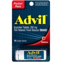 Advil Coated Tablets Pain Reliever ו- Fever, Ibuprofen 200 מ"ג, 4 x 10 Count Vial, Fast Pain Relief, Pocket Pack