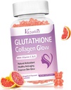Glutathione Collagen Glow Gummies, Collagen Gummies עם ויטמין C, E, Glutathione תוספת עבור נשים, Skin Care, Anti-Aging, Grapeפרי Flavor, 60 הרוזן