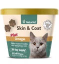 NaturVet - Skin & Coat Plus אומגהs for Cats - 60 צ'יפס רך - תומך עור בריא & Glossy Stick | משופר עם אומגה 3-3, אומגה 6 & Biotin | 30 יום אספקה