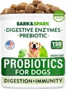 BARK &SPARK Dog Probiotic Chews - Gas, Diarrhea, אלרגיות - Enzymes + Prebiotics - Chewable סיבים - Digest, Immunity - ארצות הברית Made - 90 Ct - עוף