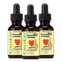 CHILDLIFE ESSENTIALS ויטמין D3 טיפות לילדים, לילדים ולפעוטות - ויטמין D Drops נוזלי, 500 IU ל Drop, Immune & Bone Health Support, Natural ברי - 1 Fl Oz (Pack of 3)