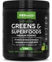 PEScience Greens אבקת Superfood with Natural Chlorophyll, Reishi & טורקיה Tail Mushroom אבקת, Freeze-Dried Kale, Spinach, Broccoli Sprouts, Lime Flavor, 30 משרתים