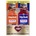 VICKS DayQuil & Nyquil לחץ דם גבוה קר & Flu הקלה נוזל תרופה Co-Pack, Powerful Multi-Symptom Daytime & Nighttime הקלה עבור Cold, Cough, ותסמיני שפעת, סוכר ואלכוהול חינם, 2x8oz