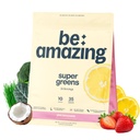 להיות סופר ירוק אבקה עם Prebiotics, Enzy & Antioxidants, 35 פירות & Veggies, אלקטרוליטים & סיבים, טבעוני, Gluten Free Juice & Smoothie Mix, פינק לימונדה, 25 משרתים