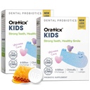 OraTicx Kids Dental Probiotics for Anti-Cavity + שיניים בריאות וחניכיים, 8 מיליארד CFU Probiotics לבריאות הפה, Yogurt Flavor 2Pack