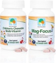 לגדל את Them Well Mag Focus | Maganesium Citrate & B-6 עבור ילדים: Natural Strawberry Flavored Magnesium Focus תוספים ו- Great Tasting Chewable Multivitamin לילדים Bundlele