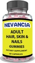 Adult Hair, Skin & Nails Gummies - Biotin 5000 mcg - for Faster & Healthier Hair Growth, Stronger Nails, Healthier Skin – for Women & Men - Extra Strength, 60 Vegan Gummies