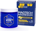 NATURAL STACKS Magtech Magnesium Lemonade Drink + Lions Mane Mushroom תוסף Bundle - תמיכה להרגעה, בריאות המוח וזיכרון * - 50 משרתים