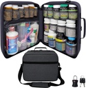תוספת-Large Pill Bottle מארגנת, Medicine Bag, Carrier for Medicines, ויטמינים, ו- Medical Supplies - Modular Travel Medicineארגן ו-Home Storage Med Bag - Dark Gray (עם Lock)