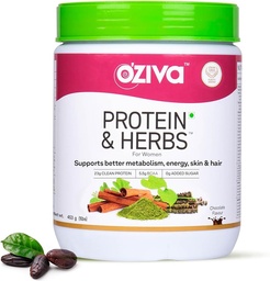 OZIVA Protein & Herbs for Women | 500 Gm (16 Servings)| with Multivitamins, Curcumin, Shatavari, Tulsi for Support Metabolism, Hormonal Balance & Skin, Hair Health (1.1 Lb)