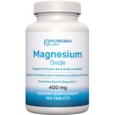 Magnesium 400 מ"ג תוספת (High Potency) - Magnesium Oxide for Immune Support, Muscle Recovery, Leg Cramps ו- 120 טבליות