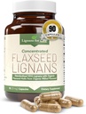 Lignans for Life Flaxseed and SDG - אומגה 3 Fatty Acids, סיבים אנטי-חמצן - מסייע לשפר את Shiny Coat, Digestive and Heart Health, 25 מ"ג, 90 קפסולות, 1 Pack