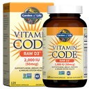 גן של ויטמין D, ויטמין Code Raw D3, ויטמין D 2,000 IU, Raw Whole Food D3 תוספי מזון עם Chlorella, פירות, Veggies & Probiotics לבריאות העצם & Immune, 120 קפסולות צמחוניות