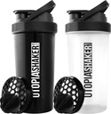 אוטופיה הביתה חלבונים Shakerבק - (Pack of 2) 28-Ounce Shaker בקבוקים למיקס חלבונים - Fitness Sports Classic Proteiner Shaker Bottle (Black & Clear / Black)