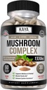 Kaya Naturals Premium Mushroom Complex Potent - קפסולות מורכבות Mushroom 1330 מ"ג Per המשרת - מסייעות לקליירות נפשית תומכת במערכת החיסון, בריאות ו Vitality - 60 Count Count