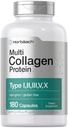 Horbäach Multi Collagen חלבון 2000 מ"ג | 180 קפסולות | hydrolyzed Collagen Type I, II, III, V, X | Keto & Paleo Friendly, non-GMO, Gluten Free Supplement