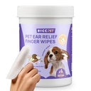 HICC PET אוזניים נקיות יותר אצבעות Wipes for Dogs & Cats, Vet-Recommened Dog אוזניים טיפול כדי להקל על גירוד ו inflammation, Remove Wax, Dirt & stop Smelly, non-Irritating, 50ct(Coconut Scent)