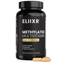 Eliixr Methylated Multivitamin תוספת לגברים ונשים, עם 1500mcg של Active Folate ו 500mcg של Active B12 בכל קפסולה. 60 קפסולות, 60 ימים אספקה, ברזל חינם, מיוצר בארה"ב