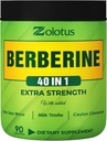 Zolotus Berberine תוסף 40 ב 1, עם Sea Mos, Cinnamon, Milk Thistle, Apple Cider Vinegar, Quercetin, תוסף הטוב ביותר עבור מערכת החיסון, העיכול והבריאות הלב