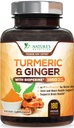 תוסף Turmeric Curcumin 1950mg - 95% Curcuminoids עם כורכומרי אורגני וג'ינג'ר, BioPerine Black Pepper עבור הטוב ביותר Absorption, תמיכה טבעונית משותפת של הטבע, Non-GMO, בבקבוק בארה"ב - 180 קפסולות