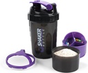Shakerבק - חלבון Shaker Cup עם השוואת אחסון - Leak-הוכחה Workout Shake Bottles with Mixer for Smoothing Mixing 500ML/16oz (PULE & BLACK)