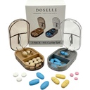 2PCS - Pill Cutter Splitter עם Mini Pill Box - Pill Cutters for Small or Large Pills Professional - 4 Way Pill Splitter 1/4 - Pill Splitter with Centering Device - Gray & Brown