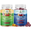 Bundle of Kids Multivitamin Gummies for Immunity Support with Vietnams A C D3 E B ו- Zinc and Kids Magnesium Gummies - Calmlaxing Mag Citrate with Raspberry Flavor for Nerve & Heart Health